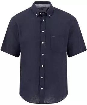 Fynch-Hatton Kurzarmhemd aus Leinen mit Brusttasche und Button-Down-Kragen (16046001) navy