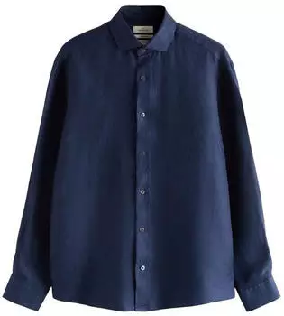 Next Fashion Langarmhemd aus Leinen navy