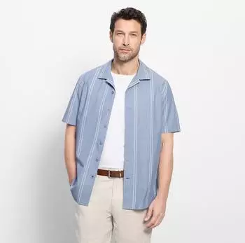 OLYMP Kurzarmhemd Regular Fit Reverskragen blau