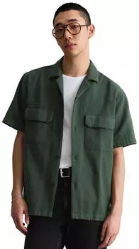 Marc O'Polo Kurzarmhemd mit feiner Struktur (22698917) moss gr&uuml;n