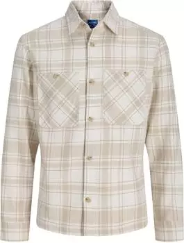 Jack & Jones Jprblurayle Linen Bl.Check Ls Shirt Sn Langarmhemd (12291953) beige/weiß