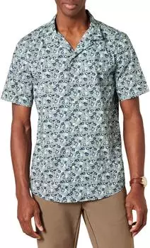 Amazon Essentials Vacation Cotton Button-Down Resort Shirt Kurzarm (AEM20102SS22) blau floral