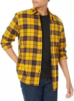 Amazon Essentials F17AE25000 Langarmhemd aus Flanell gelb karomuster