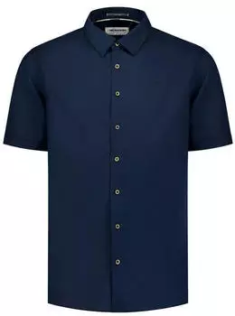 No Excess Regular Fit Kurzarm Leinenhemd marine