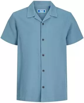 Jack & Jones JJGLOBAL Waffle Resort Hemd KA Comfort Fit (12295599) blue mirage/opal