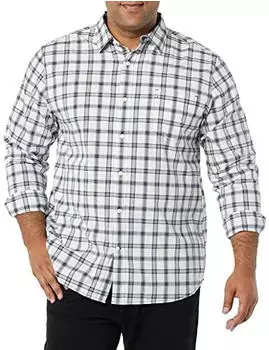 Amazon Essentials Langarm Popeline Business Hemd Regular Fit (AEM20106SS22) marineblau weiß karomuster