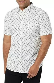 Amazon Essentials Vacation Cotton Button-Down-Resort-Shirt Kurzarm, Regular Fit (AEM20108SS22) hellblau vogelaufdruck
