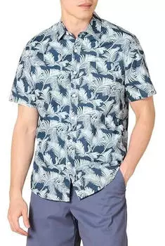 Amazon Essentials Kurzarm-Hawaii-Hemd Slim Fit (AE1816176) marineblau palmenwedel