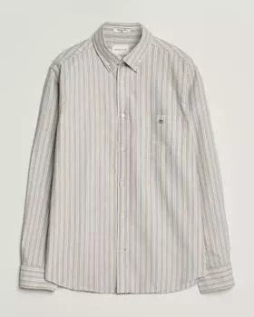 GANT Classic Oxford-Hemd mit Streifen Regular Fit Kurzarm (T188066B) light taupe