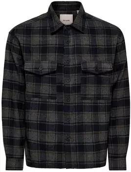 Only & Sons ONSESKE Kariertes Overshirt (22038772) dark navy gray pinstripe