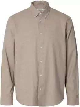 Selected SLMREGCOLE JAY MELANGE LS SHIRT NOOS Regular Fit Melange (39052502) cornstalk/braunmeliert