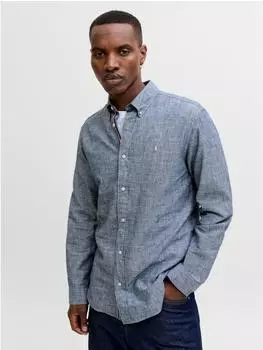 Jack & Jones JPRBLUSUMMER LINEN BLEND SHIELD LS SHIRT Regular Fit (18866651) faded denim