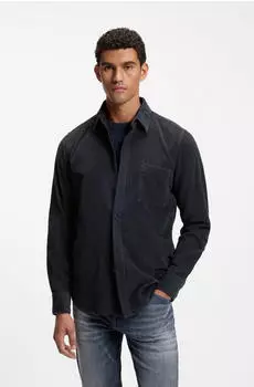 Hugo Boss Regular-Fit Hemd aus Baumwoll-Cord - Style Relegant_6_M 50569609 Dunkelblau