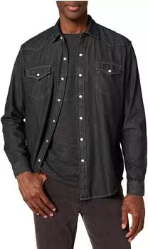 Amazon Essentials Langärmliges Jeanshemd mit Druckknöpfen (AE181186) schwarz