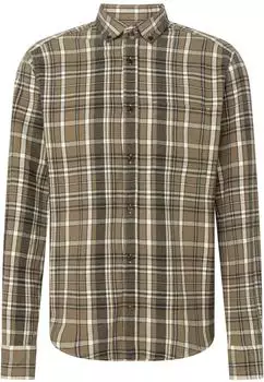 Joop! Hali Kariertes Langarmhemd mit Button-down-Kragen braun/pastell grün