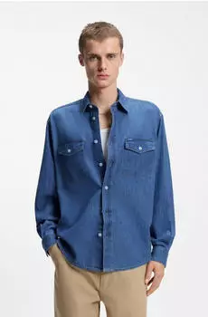 HUGO Eselio Oversized Langarmhemd (50534162) türkis/aqua