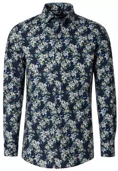 Venti Business Shirt Langarm Print Body Fit dunkelblau