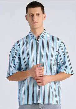 Lindbergh Streifenhemd Relaxed Fit (30-203883) sky blau