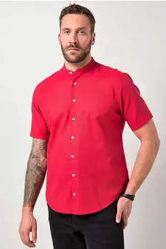 JP 1880 Hemd Halbarm Leinenmix Stehkragen Modern Fit (815225) rot