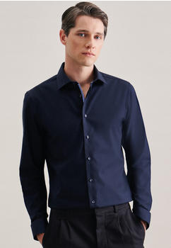 Seidensticker Bügelfreies Popeline Business Hemd in Slim mit Kentkragen Uni (01.653760-0018) blau