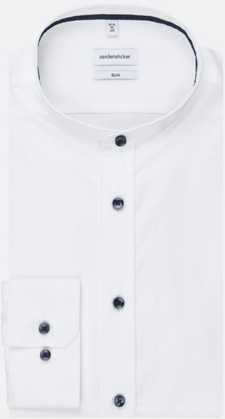 Seidensticker Bügelfreies Popeline Business Hemd in Slim mit Stehkragen Uni (01.679560-0001) weiß