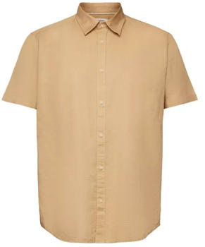 Esprit Kurzärmliges Hemd aus Baumwolle-Leinen-Mix (993EE2F302) beige