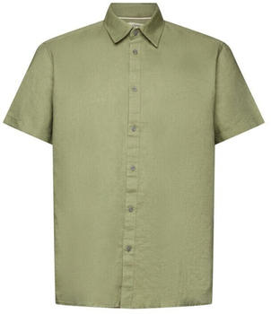 Esprit Kurzärmliges Hemd aus Baumwolle-Leinen-Mix (993EE2F302) light khaki