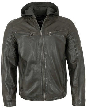 Jilani Lederjacke Kapuze Lammnappa khaki