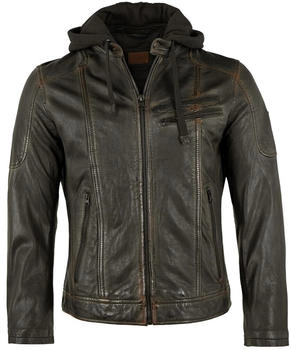 Redpoint Lederjacke Kapuze Lammnappa schwarz orange