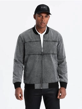 Ombre Denim-Bomberjacke grau