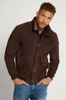 JP 1880 Lederjacke Veloursleder Stehkragen Knopfleiste espresso
