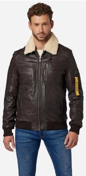 Ricano Lederjacke TG-1011 abtrennbarer lammfell-kragen lamm-leder braun