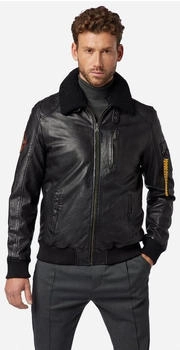 Ricano Lederjacke TG-1011 abtrennbarer Lammfell-Kragen schwarz