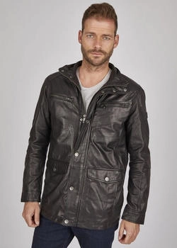Bugatti Lederjacke BUDAVID schwarz Pattentaschen und Abdeckleiste