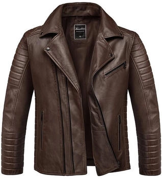 Amaci&Sons Echtleder Jacke Biker Zipper 9107 dunkelbraun
