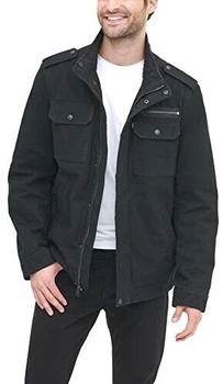 Levi's Baumwoll-Militärjacke Stehkragen schwarz