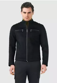 Pierre Cardin Outdoorjacke im Biker-Stil schwarz