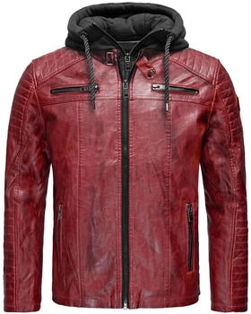 Redbridge Lederjacke abnehmbarer Kapuze rot