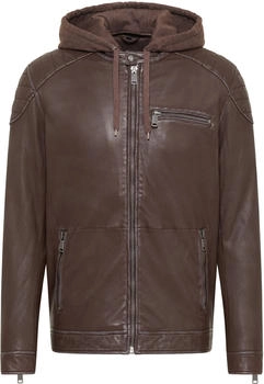 MUSTANG Lederjacke abnehmbarer Kapuze dunkelbraun