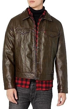 Levi's Klassische Trucker-Jacke aus Kunstleder körniges kuhbraun