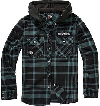 Brandit Iron Maiden Checkshirt Sweathood Eddy &Uuml;bergangsjacke schwarz gr&uuml;n