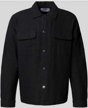 Selected leinenhemdjacke leroy sun schwarz