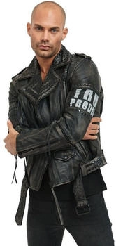Trueprodigy Lederjacke Dwayne Nieten Print und Waschung