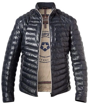 Milestone Lederjacke Herren Stehkragen blau