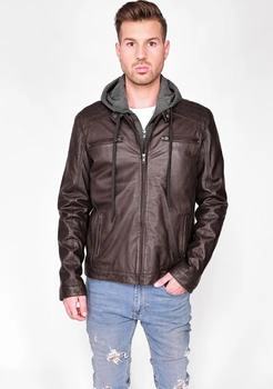 MUSTANG Lederjacke 'Foster' braun schwarz-braun