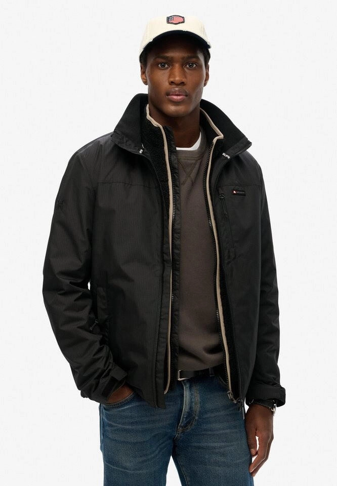 Superdry Herren Windjacke ohne Kapuze mit Logo Tiefschwarz M