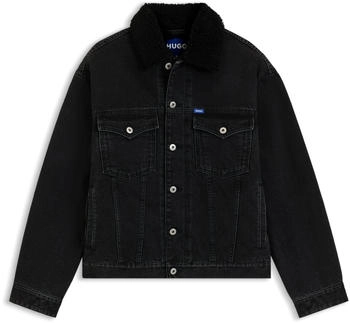HUGO Jacke aus schwarzem Denim mit Teddy-Kragen - Style Dex/1 50547149 Dunkelgrau