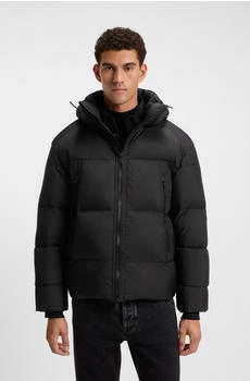 Hugo Boss Oversized Steppjacke aus Ripstop in Knitter-Optik Style Orbok 50543618 Schwarz