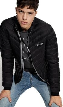 Armani Exchange Daunenjacke Reißverschluss schwarz grau meliert