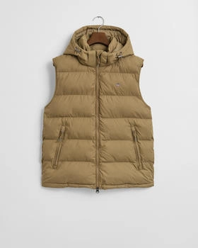 GANT Steppweste 'ACTIVE CLOUD' abnehmbarer Kapuze regular fit grau light taupe